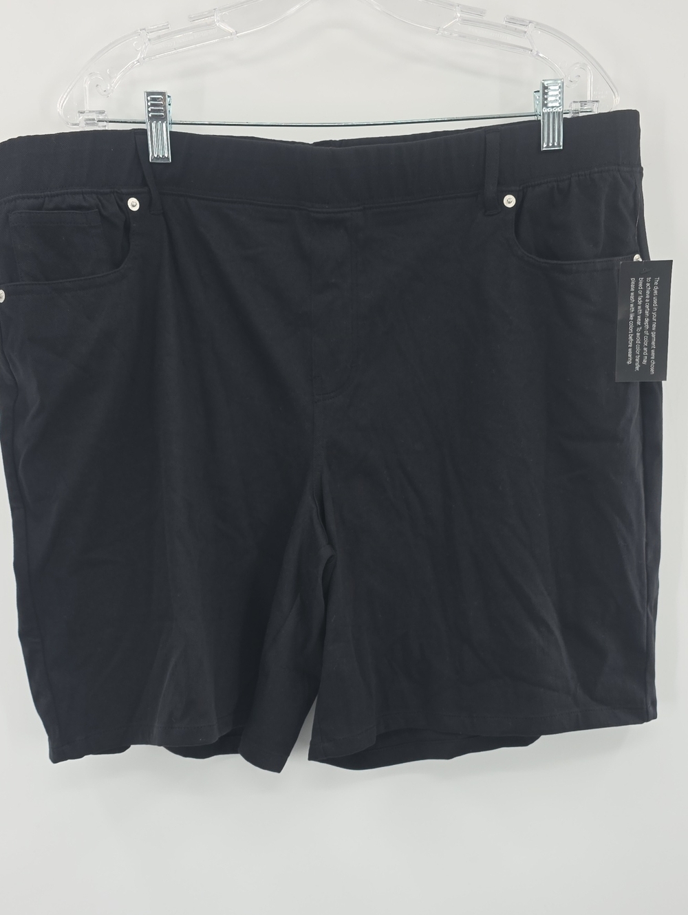 Denim&Co Black Women's Flat Front Shorts